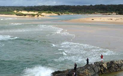 Changes: Bonville Creek breaks through the sandbank, a rare occurrence. Changes: Bonville Creek breaks through the sandbank, a rare occurrence.
